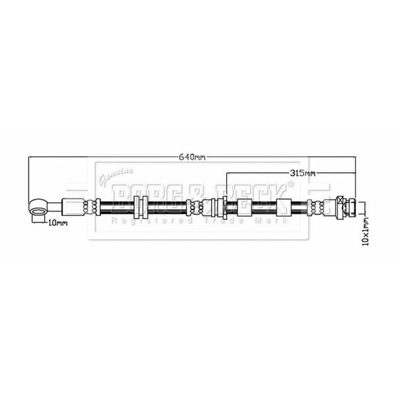 Borg & Beck Brake Hydraulic Hose Line Front Right BBH8755