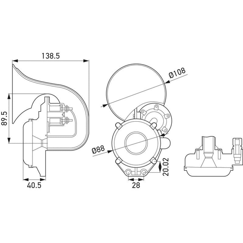 Hella Trumpet Style Car Horn 3PA 013 410-011