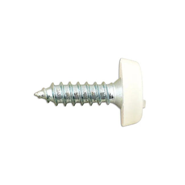 Connect Number Plate Screw 10 x White Polytop 100pc 1-3