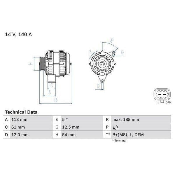 Bosch Reman Alternator 8038 0986080380 Bosch  - Town Parts