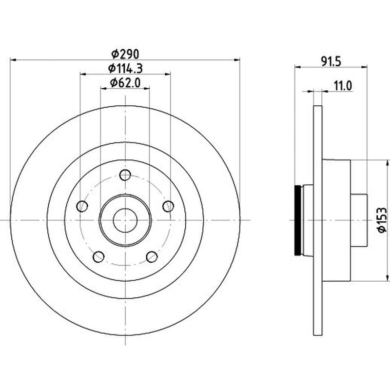 Mintex 2 x Solid Rear Brake Discs MDC2969C