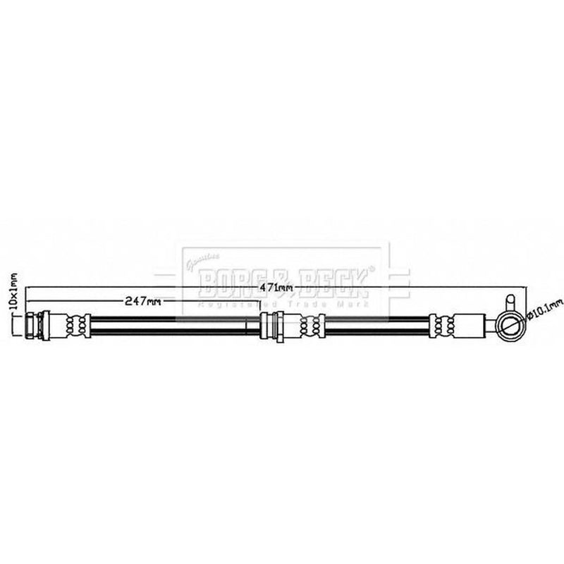 Borg & Beck Brake Hydraulic Hose Line Front Left BBH8472