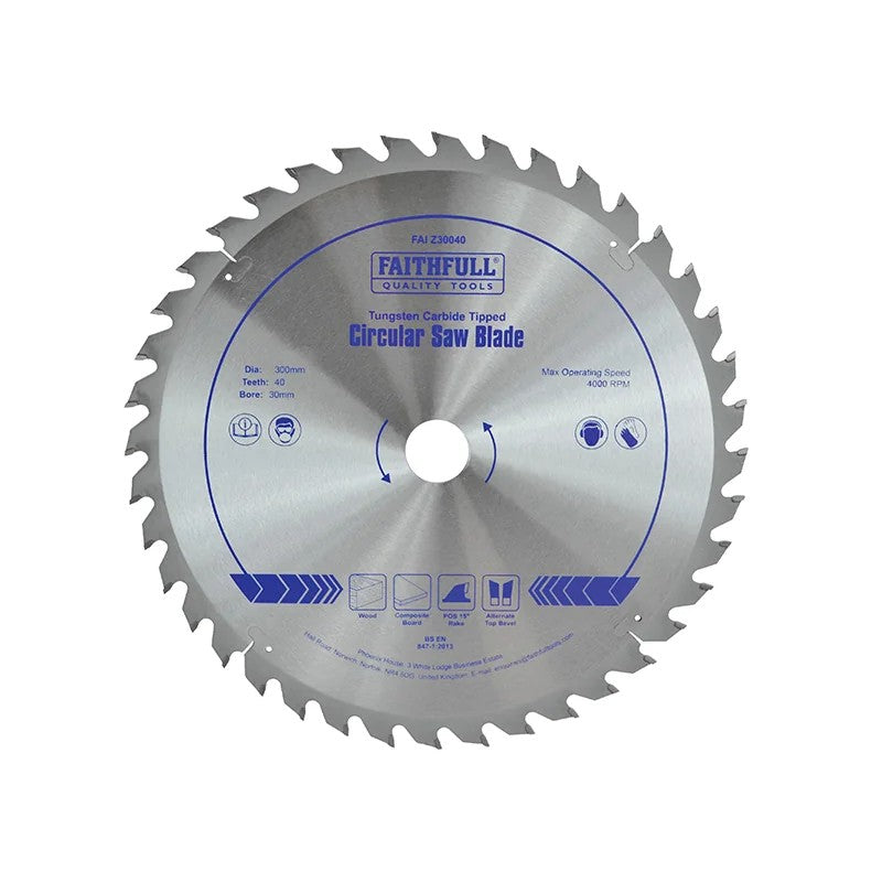 Faithfull TCT Circular Saw Blade 300 x 30mm x 40T POS - FAIZ30040