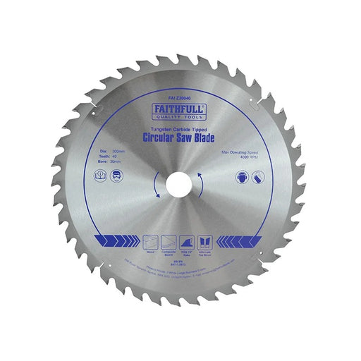 Faithfull TCT Circular Saw Blade 300 x 30mm x 40T POS - FAIZ30040