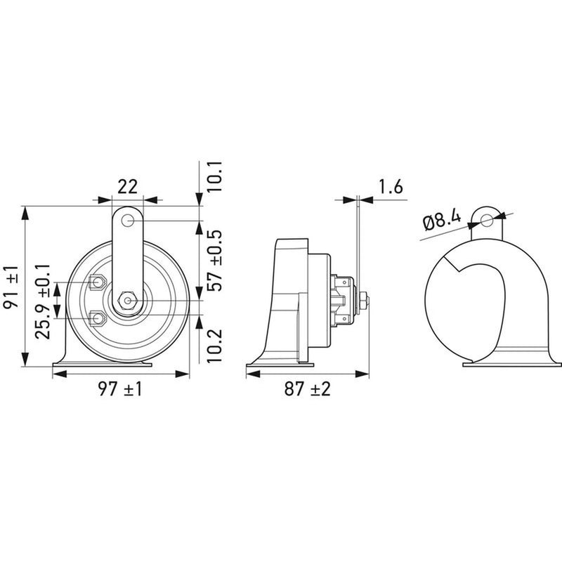 Hella Trumpet Style Car Horn 3FH 007 728-981