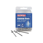 Faithfull Aluminium Rivets 4 x 10mm Medium Pre-Pack of 100 - FAIAR4M100