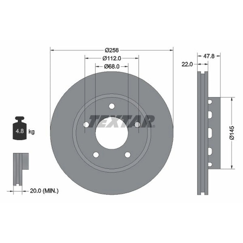 Textar 2 x Rear Brake Discs 92174205