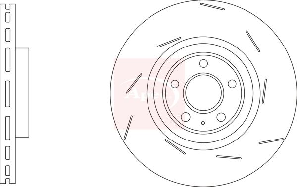 Apec 2 x Brake Disc Set Slotted/Internally Vented
