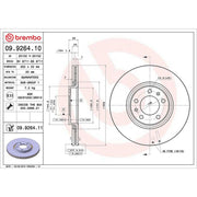 Brembo 2 x Internally Vented Rear Brake Discs 09.9264.11