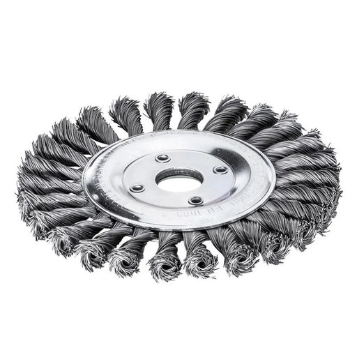 Lessmann Knot Wheel Brush 115 x 14mm 22.2mm Bore, 0.50 Steel Wire - 472.211