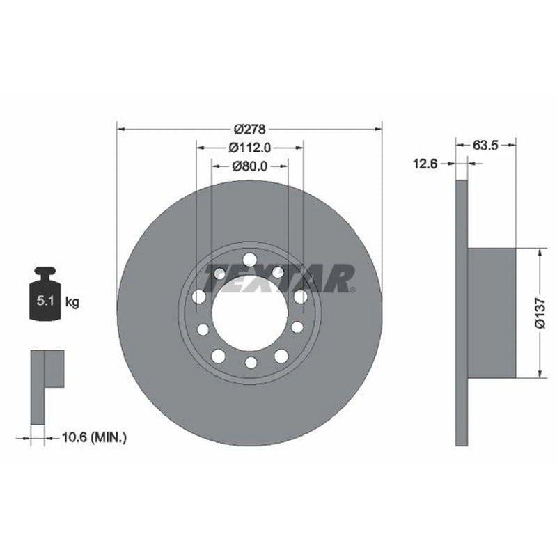 Textar 2 x Solid Front Brake Discs 92009500