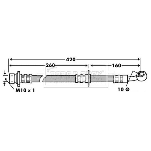 Borg & Beck Brake Hydraulic Hose Line Rear BBH7450