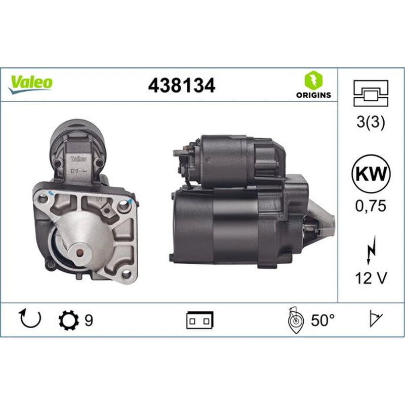 Valeo Starter Motor 12V 0.75kW 9 Teeth 438134