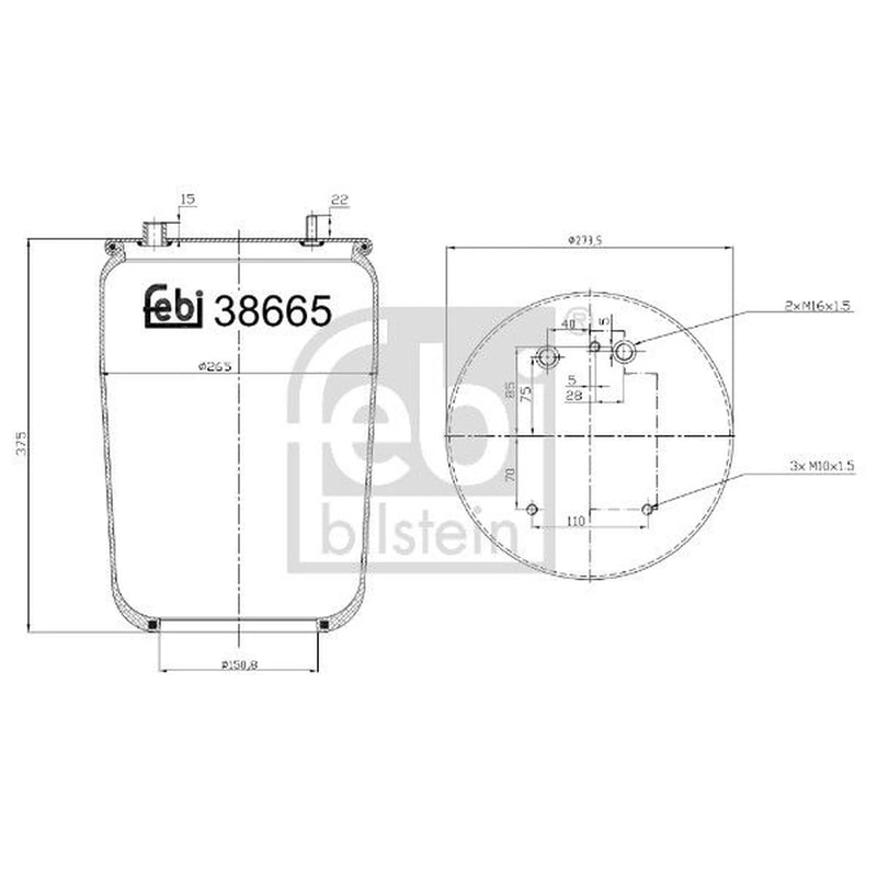 Febi Air Suspension Bellow Rear Right 38665
