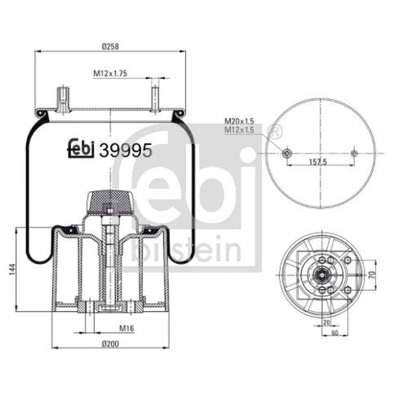 Febi Air Suspension Bellow 258mm 39995