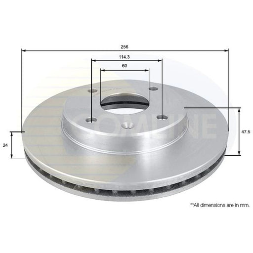 Comline 2 x Internally Vented Front Brake Discs ADC1054V