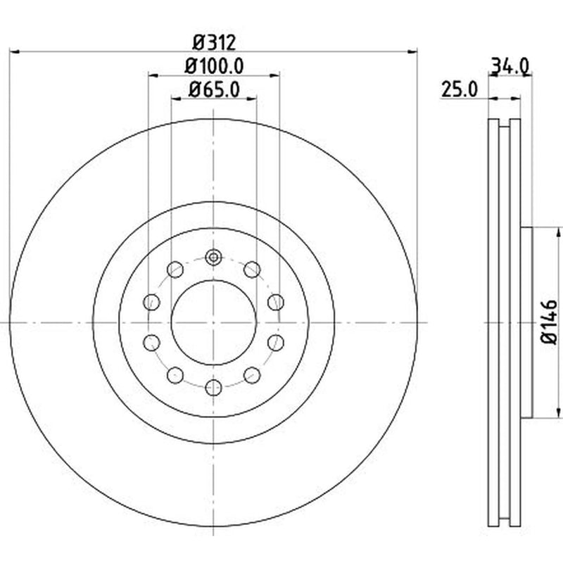 DON 2 x Internally Vented Front Brake Discs PCD12262