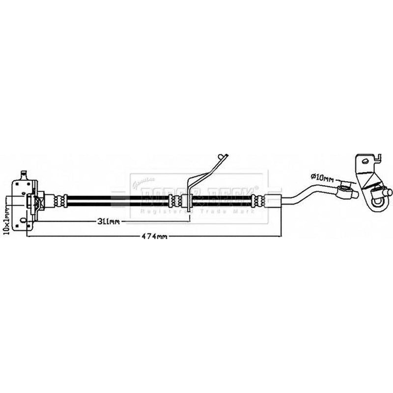 Borg & Beck Brake Hydraulic Hose Line Front Right BBH8301