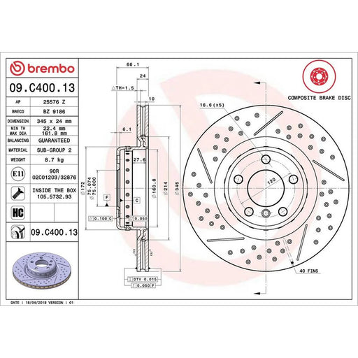 Brembo Aluminium Rear Brake Disc Hub Brake Discs 09.C400.13