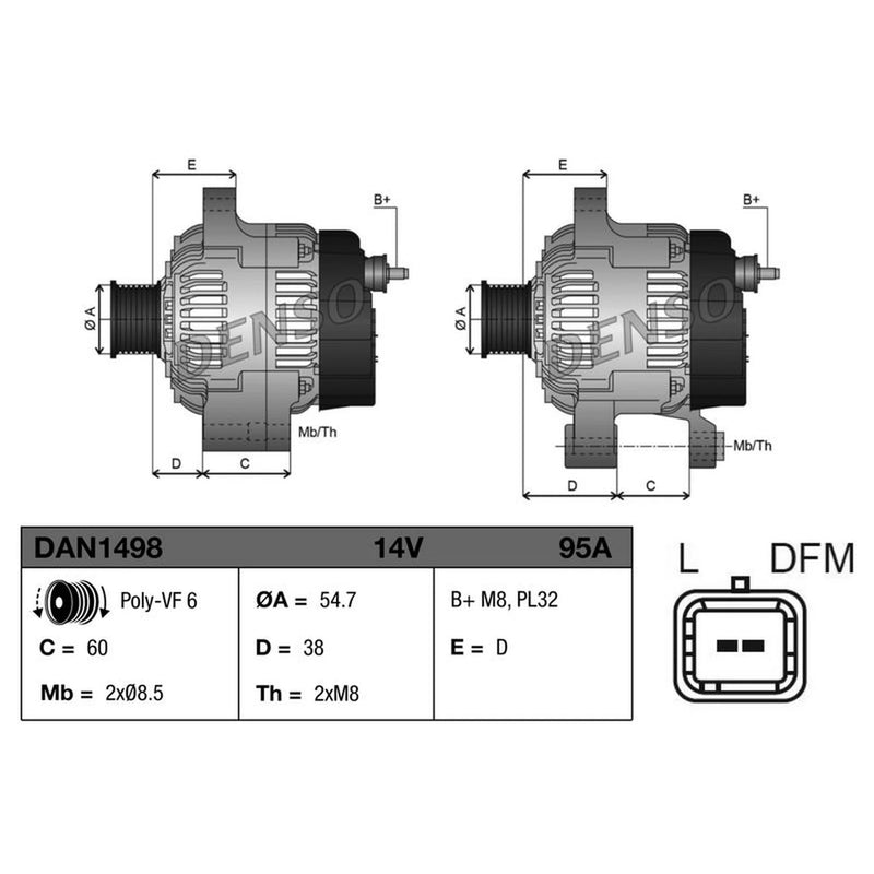 Denso Car Alternator 12V DAN1498