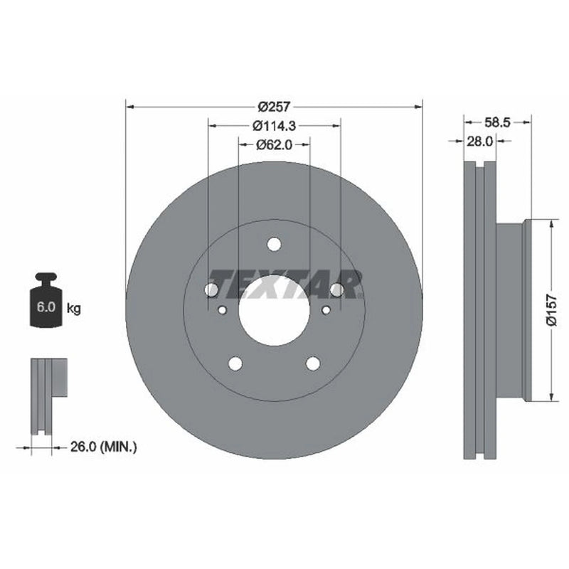 Textar 2 x Front Brake Discs 92236003