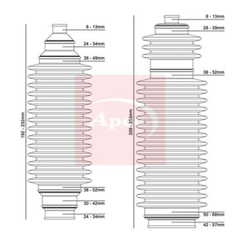 Apec Steering Bellow Kit Front ACB3004