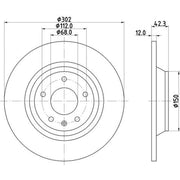 DON 2 x Solid Rear Brake Discs PCD21452