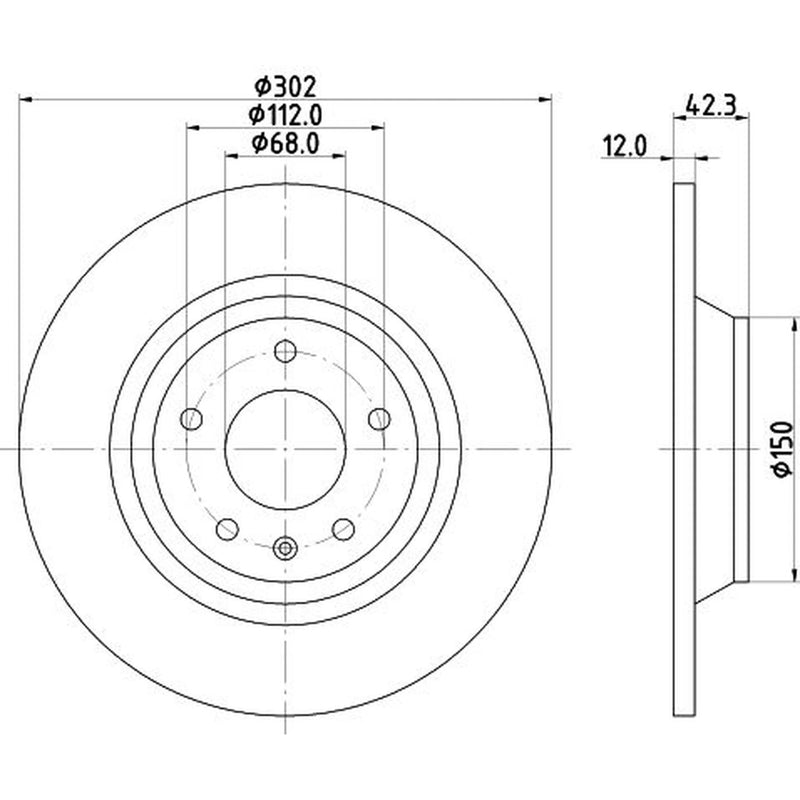 DON 2 x Solid Rear Brake Discs PCD21452