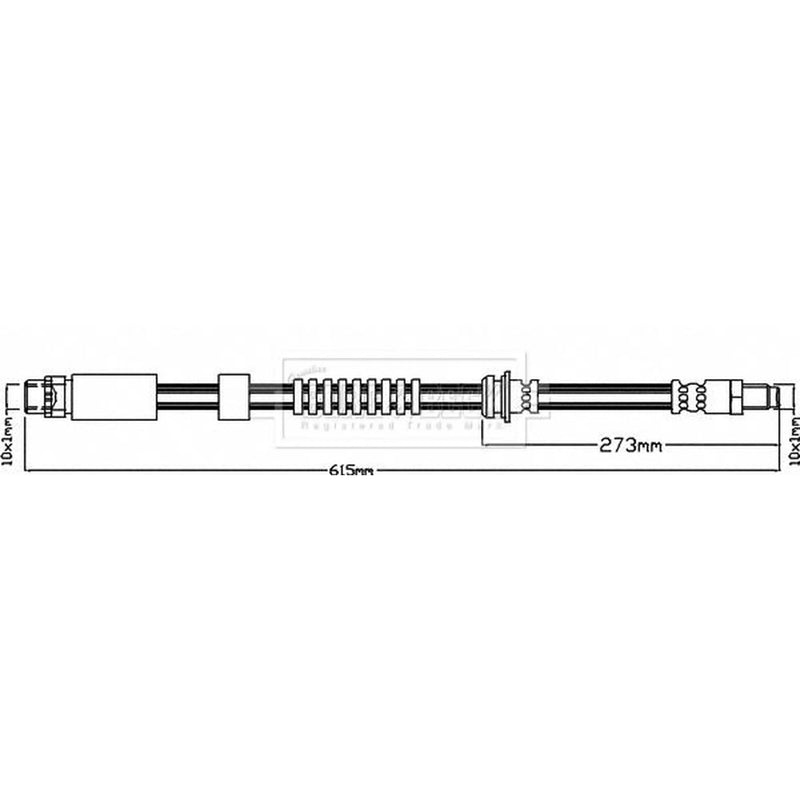 Borg & Beck Brake Hydraulic Hose Line Front Left BBH8162