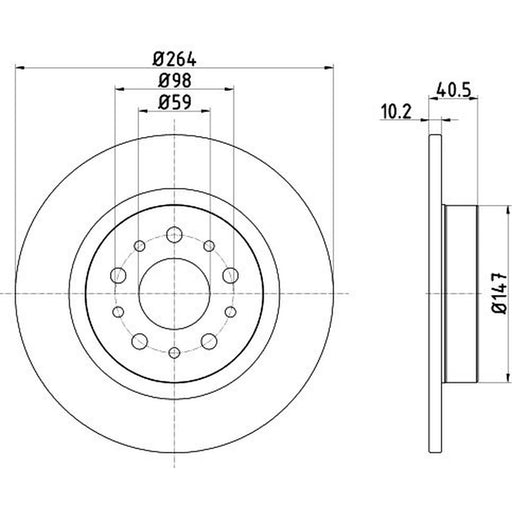 DON 2 x Solid Rear Brake Discs PCD22992