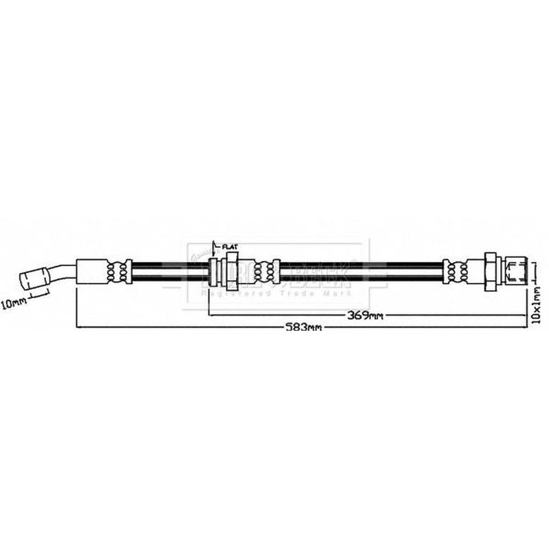 Borg & Beck Brake Hydraulic Hose Line Front Left BBH8069