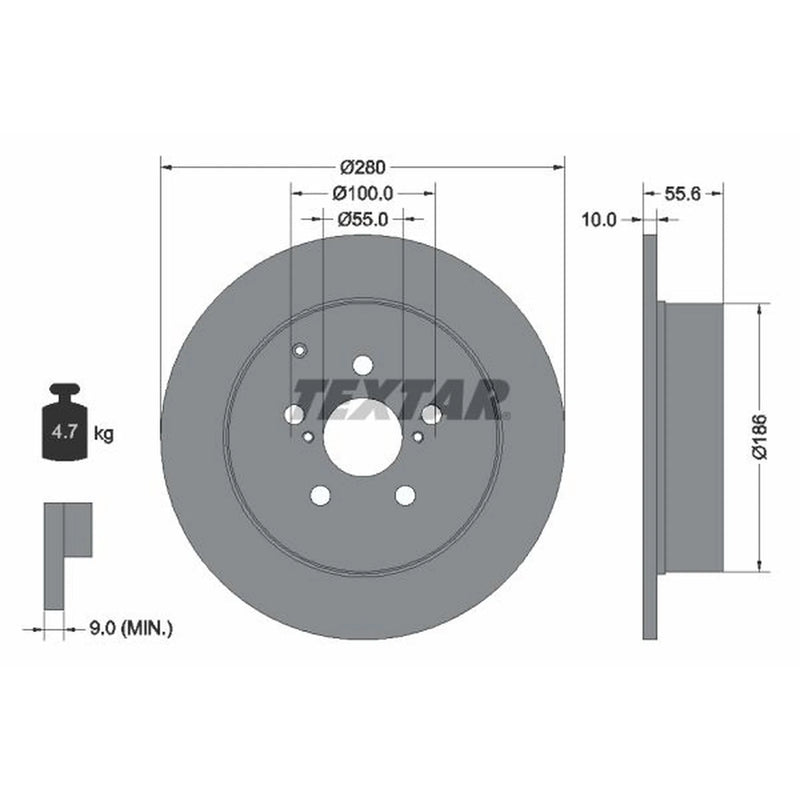 Textar 2 x Solid Rear Brake Discs 92135703