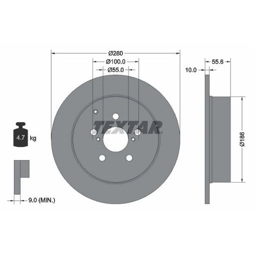 Textar 2 x Solid Rear Brake Discs 92135703