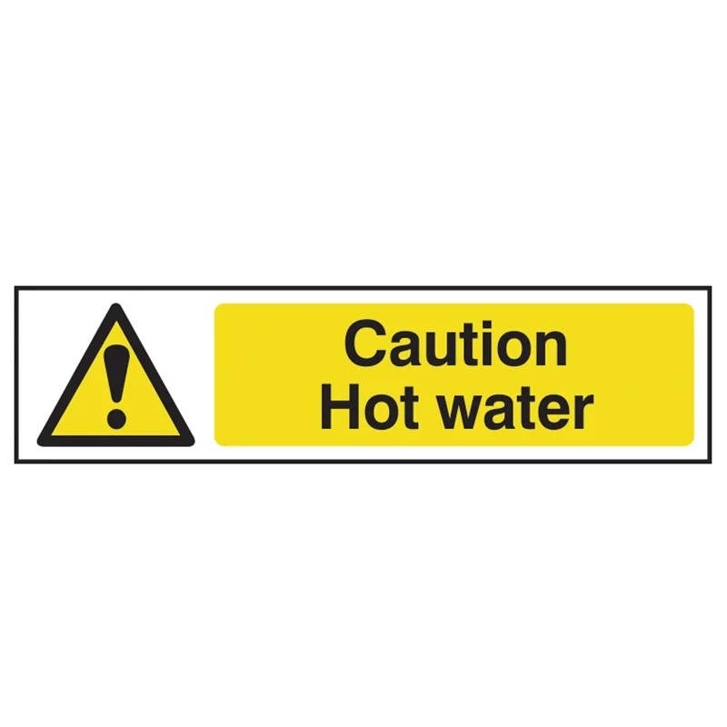 Scan Caution Hot Water - PVC Sign 200 x 50mm - 5116