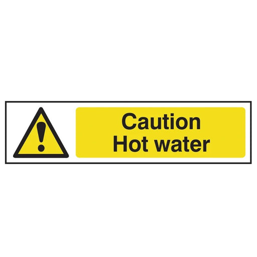 Scan Caution Hot Water - PVC Sign 200 x 50mm - 5116