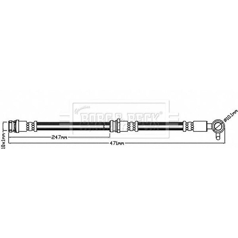 Borg & Beck Brake Hydraulic Hose Line Front Right BBH8473