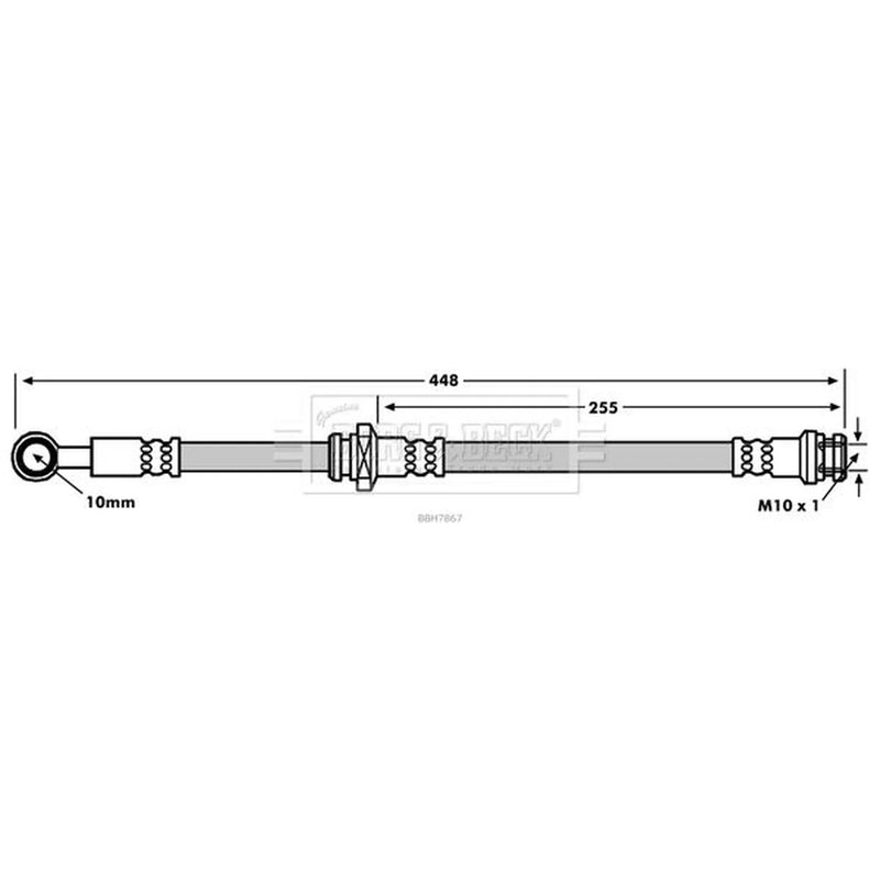 Borg & Beck Brake Hydraulic Hose Line Front Left BBH7867