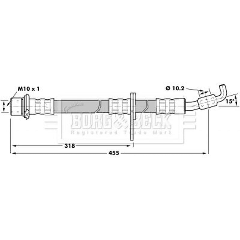 Borg & Beck Brake Hydraulic Hose Line Front Left BBH7239