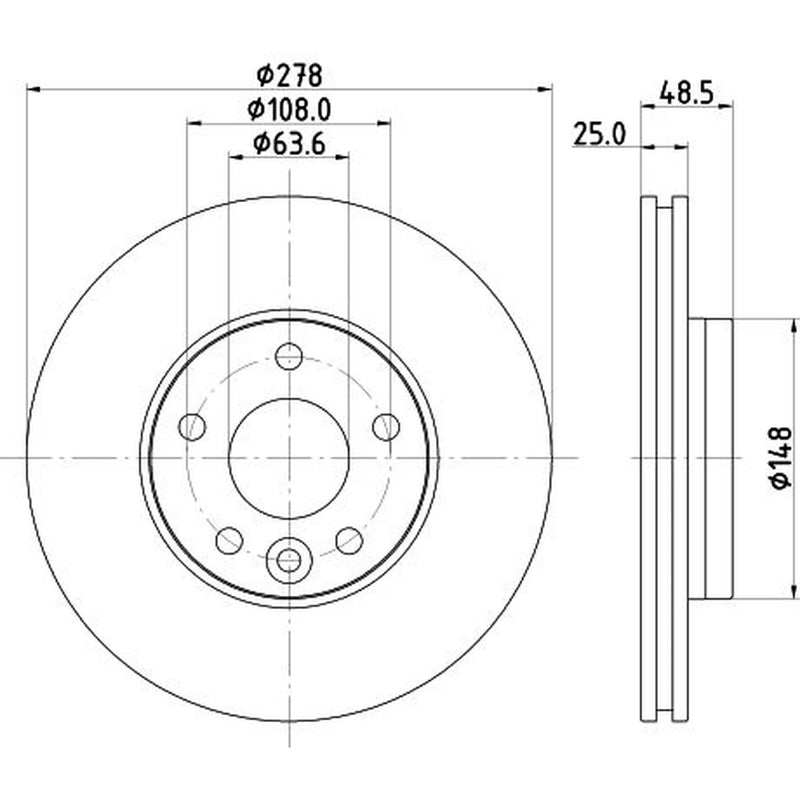 DON 2 x Internally Vented Front Brake Discs PCD15302