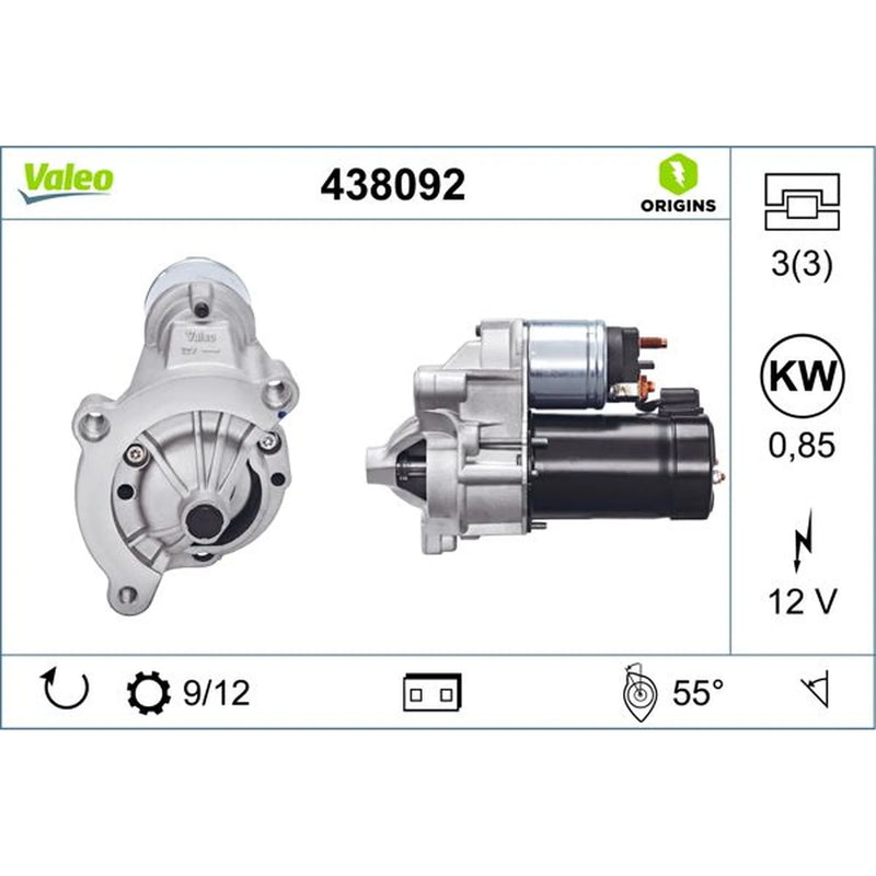 Valeo Starter Motor 12V 0.85kW Teeth 438092