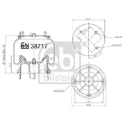Febi Air Suspension Bellow 200mm Rear Right 38717