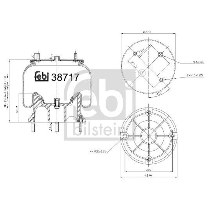 Febi Air Suspension Bellow 200mm Rear Right 38717