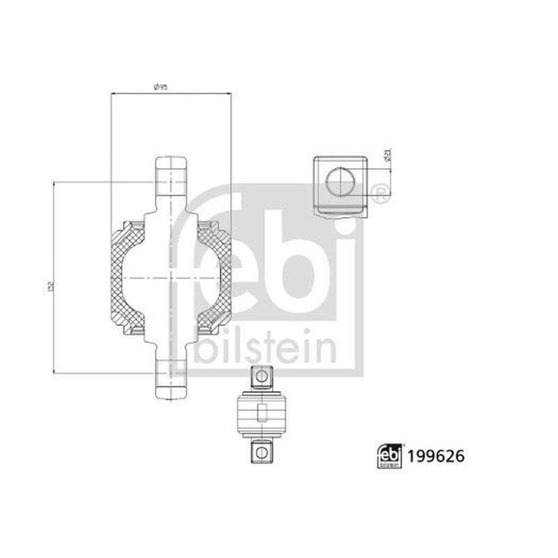 Febi Guide Strut Repair Kit 95mm OD Thick Rear 199626