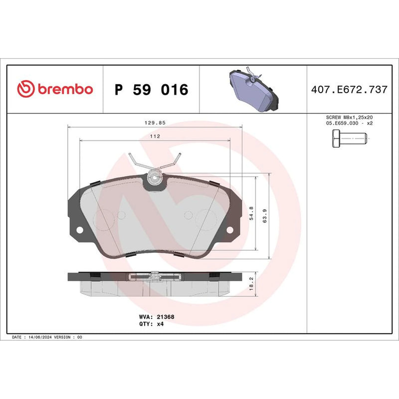 Brembo Front Brake Pad Set P59016