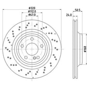 Mintex 2 x Perforated Rear Brake Discs MDC2968C