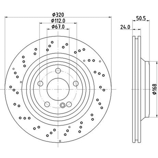 Mintex 2 x Perforated Rear Brake Discs MDC2968C