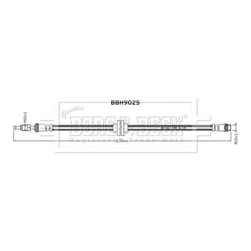 Borg & Beck Brake Hydraulic Hose Line Rear Left BBH9025