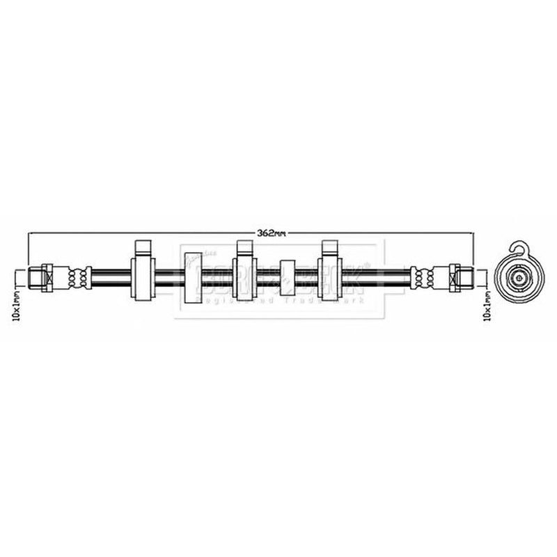 Borg & Beck Brake Hydraulic Hose Line Front Left BBH7303