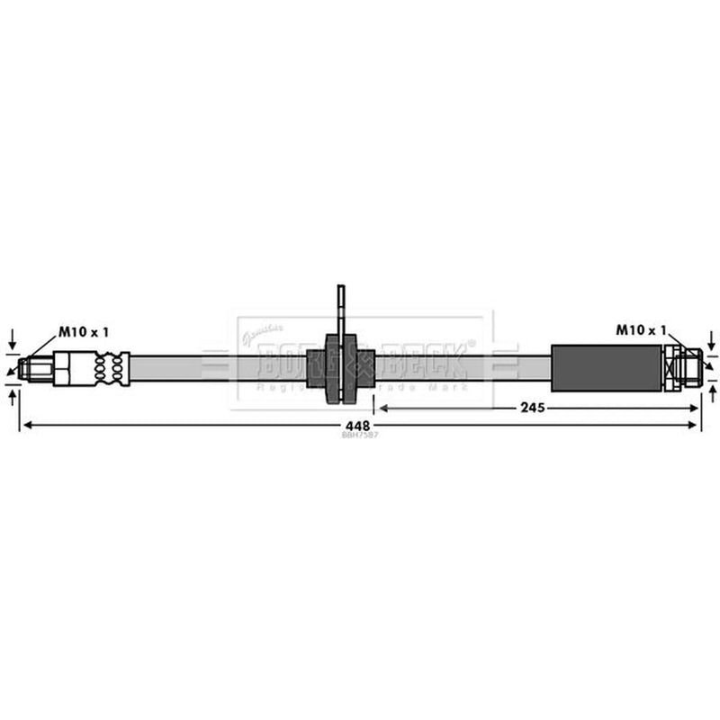 Borg & Beck Brake Hydraulic Hose Line Rear Left BBH7587