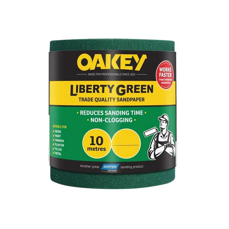 Oakey Liberty Green Sanding Roll 115mm x 10m Medium 80G - 66261116751
